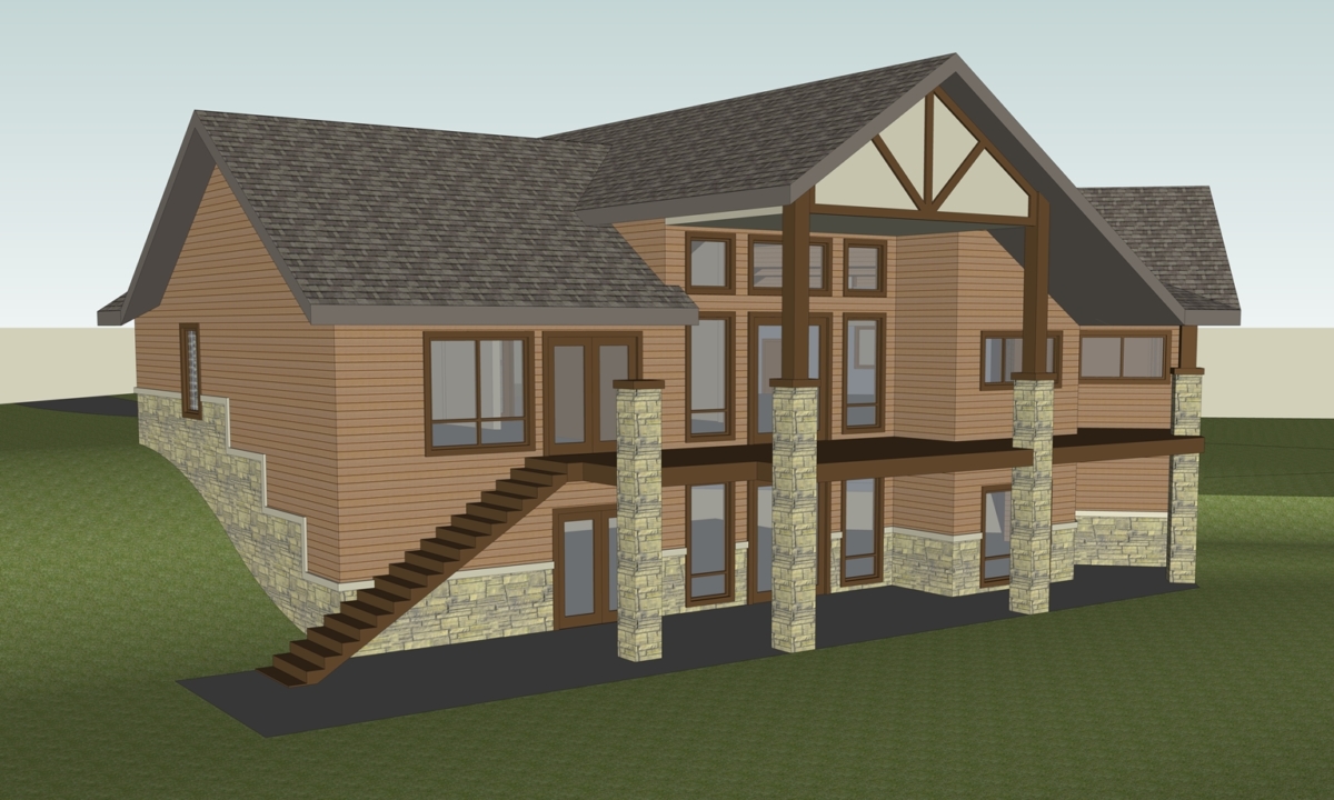 Tegtmeier Residence Back Patio Rendering | Curtis Architecture